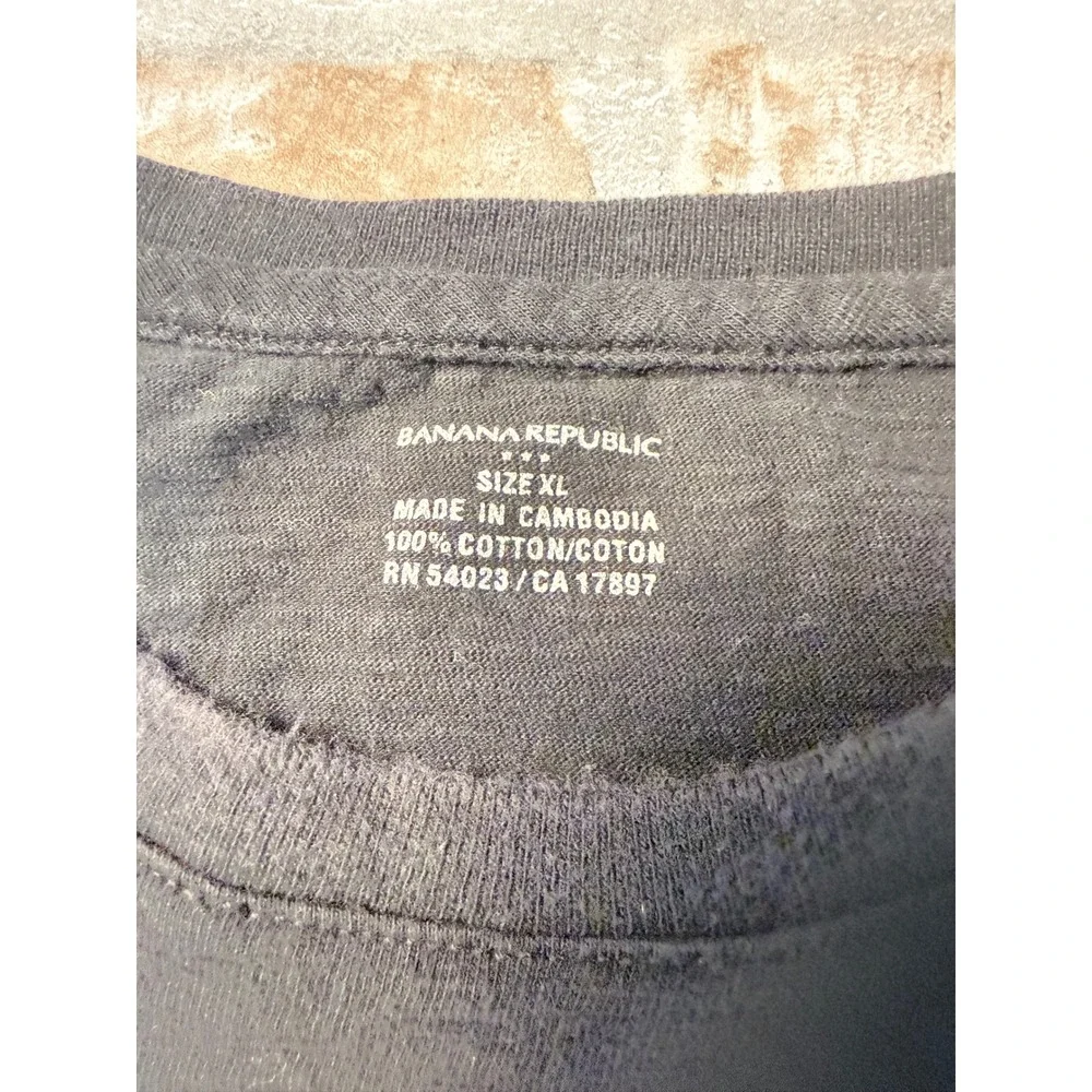 Banana Republic Mens XL Black Short Sleeve Pocket T-Shirt 100% Cotton Crewneck